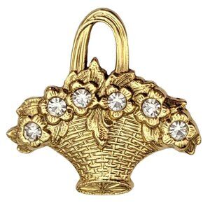 1928 Brand Clear Rhinestone Basket Flower Brooch Pin K581